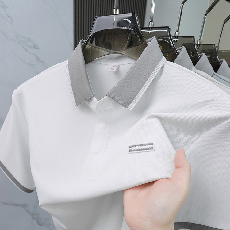 Seamless Ice Silk Men's Short-Sleeve Polo | Breathable Home & Kitchen Comfort thumbnail 2