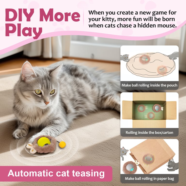 Interactive Motion Activated Cat Ball Toy with LED Lights | Captain Fam thumbnail 1