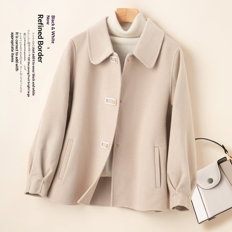 Short Doll-Collar Double-Faced Wool Coat for Women | Canadian thumbnail 5