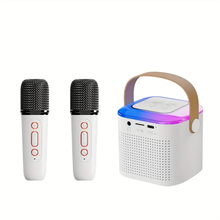 Karaoke Machine Bluetooth Speaker with 2 Wireless Mics & RGB Lights thumbnail 3