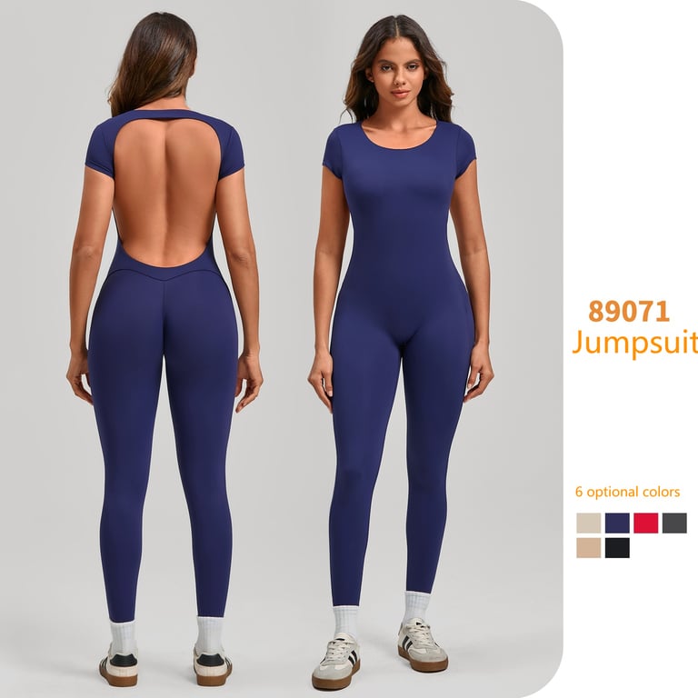 Women's Fashion Solid Color Quick-Drying Yoga Bodysuit | Open Back thumbnail 9