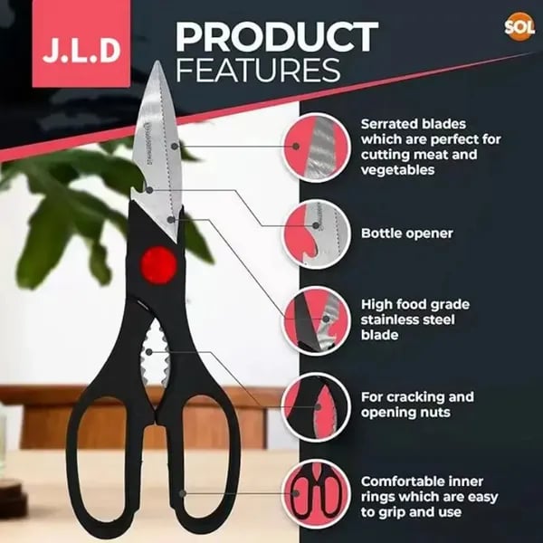 Food Scissors, Sharp Scissors With Nutcrackers, Bottle Opener, Can Opener, Vegetable Cutting Scissors, Chopping Scissors, Multi-Purpose Utensil Gadgets - USPS Shipping, Pickup Supported thumbnail 6