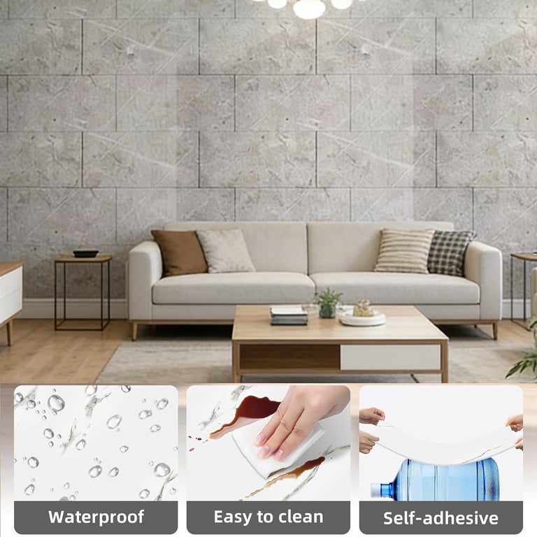 20Pcs PVC Marble Tiles Wall Sticker Self-Adhesive Stick Kitchen Bathroom Decor thumbnail 9