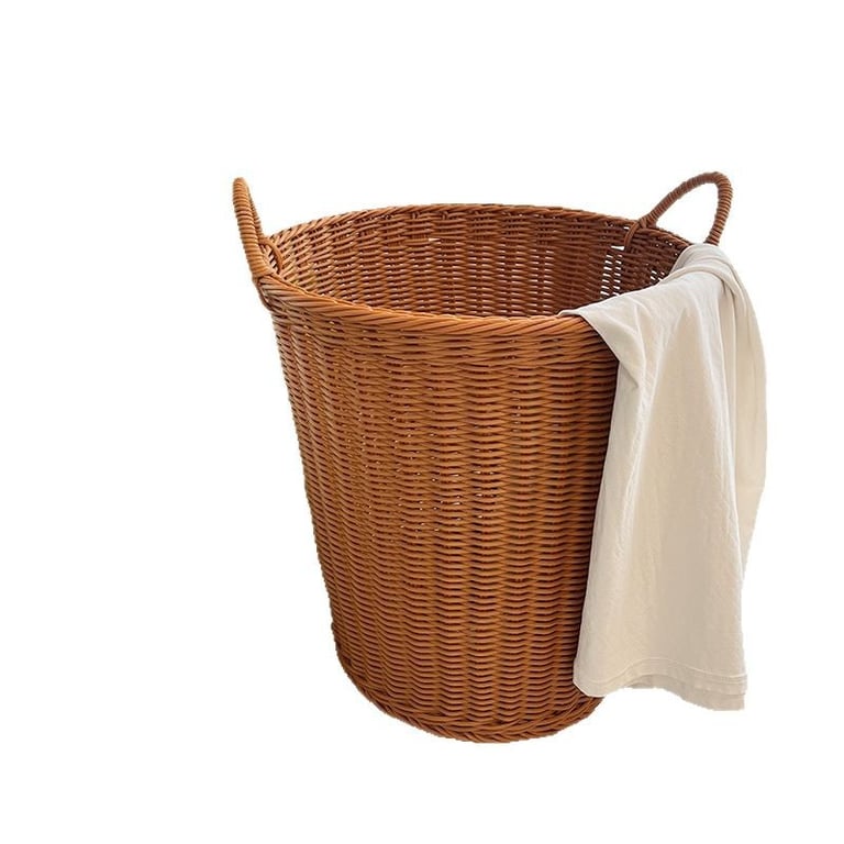 Woven Rattan Hand-Braided Laundry Basket | Stylish Storage Bin thumbnail 1