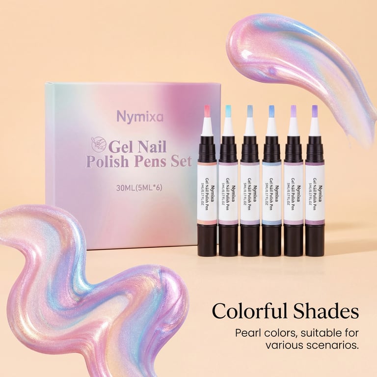 Gel Nail Polish Pens Set | 6 Iridescent Colors, Fast-Drying thumbnail 3