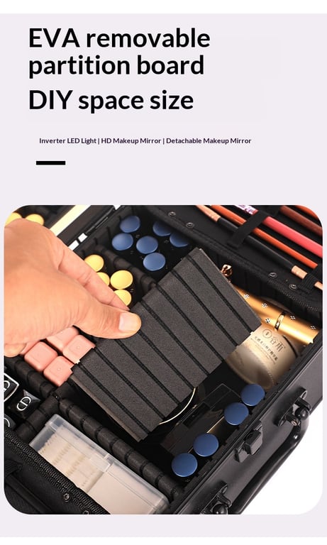 Large-Capacity Cosmetic Case with Magnetic Lighting and Mirror Storage thumbnail 16