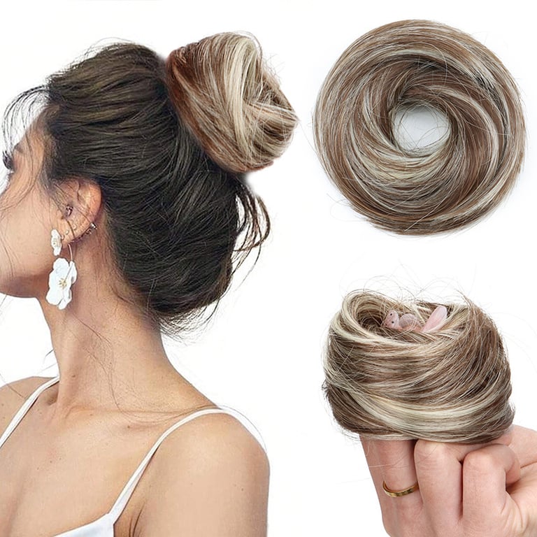 Rubber Band Straight Hair Tie for Women | Instant Volume Bun Extension thumbnail 6
