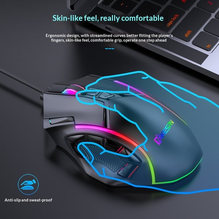 Ice Legend 12 Button Macro Gaming Mouse with RGB Lighting | Wired thumbnail 2