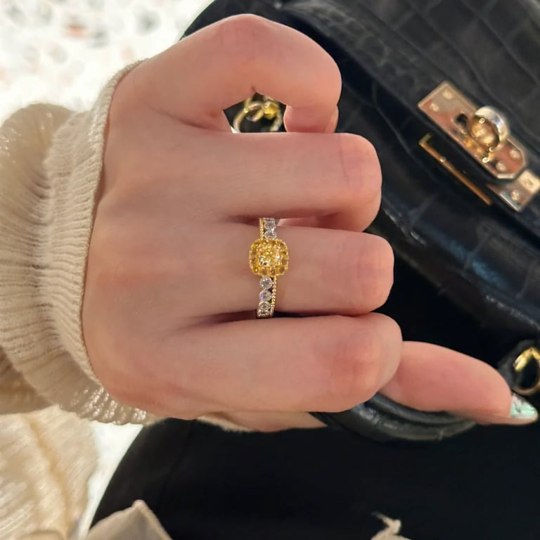 Yellow Diamond Sugar Cube Ring | Luxury Gemstone Statement Jewelry thumbnail 1