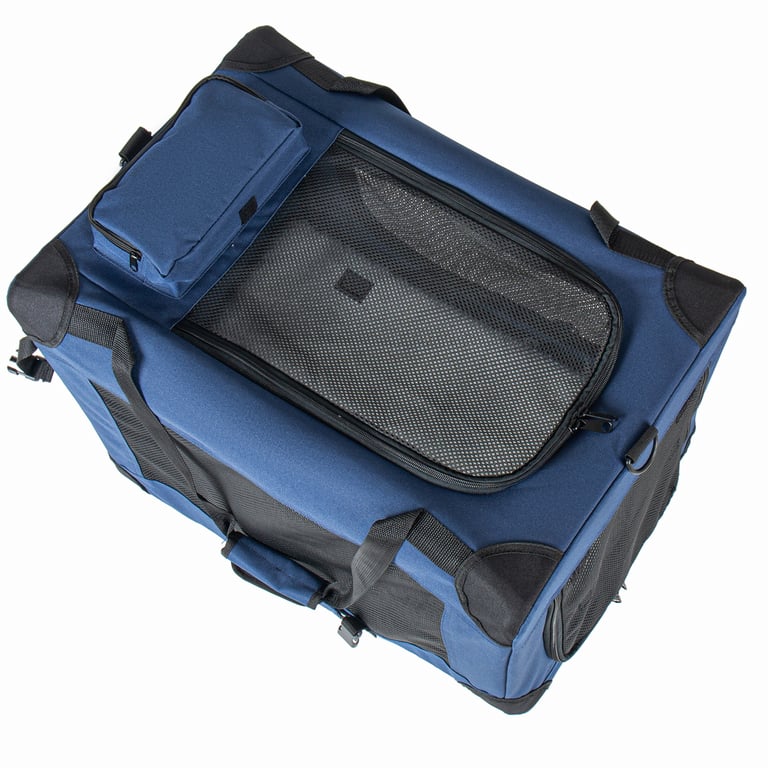 40   Soft Dog Crates Kennel, 3-Door Portable Folding Pet Carrier With Mesh Windows, Straps And Fleece Mat For Dogs, Cats, Rabbits, Meeting The Needs For Indoor, Outdoor, And Travel Use, Dark Blue thumbnail 5