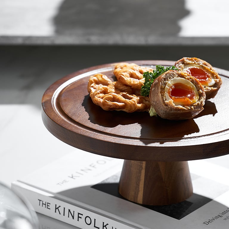 Retro Lovewood Tray with Glass Dome | Wooden Fruit Plate Organizer thumbnail 3