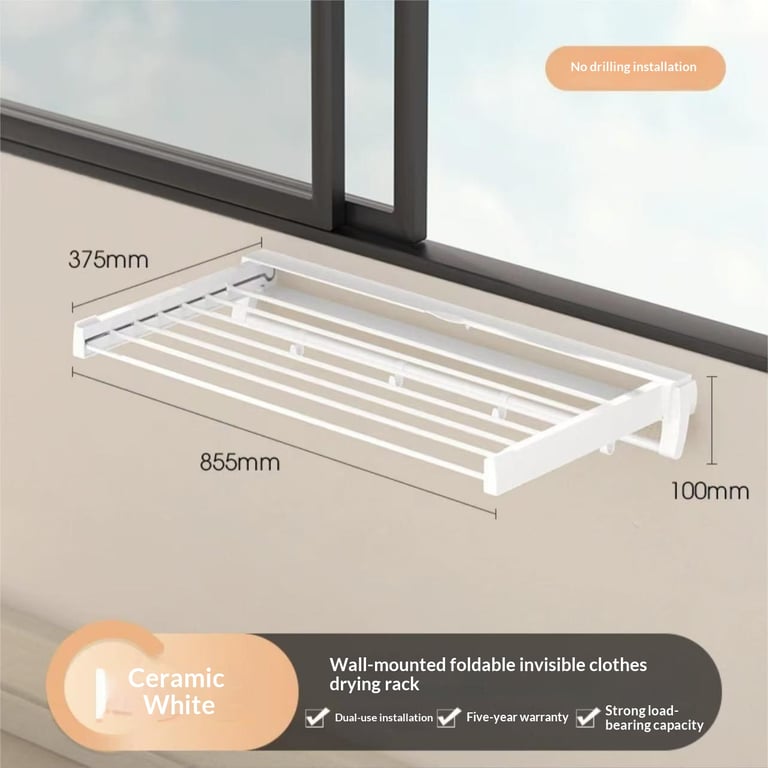 Wall-Mounted Folding Clothes Drying Rack | Space-Saving Design thumbnail 14