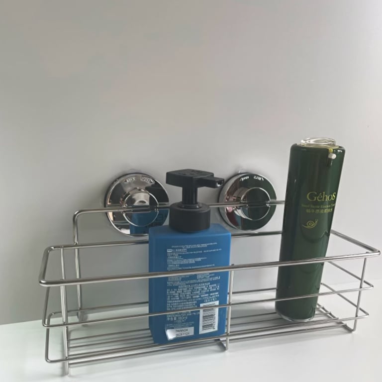 No-Drill Bathroom Shelf Cosmetic Organizer | Adhesive Wall Mount thumbnail 8