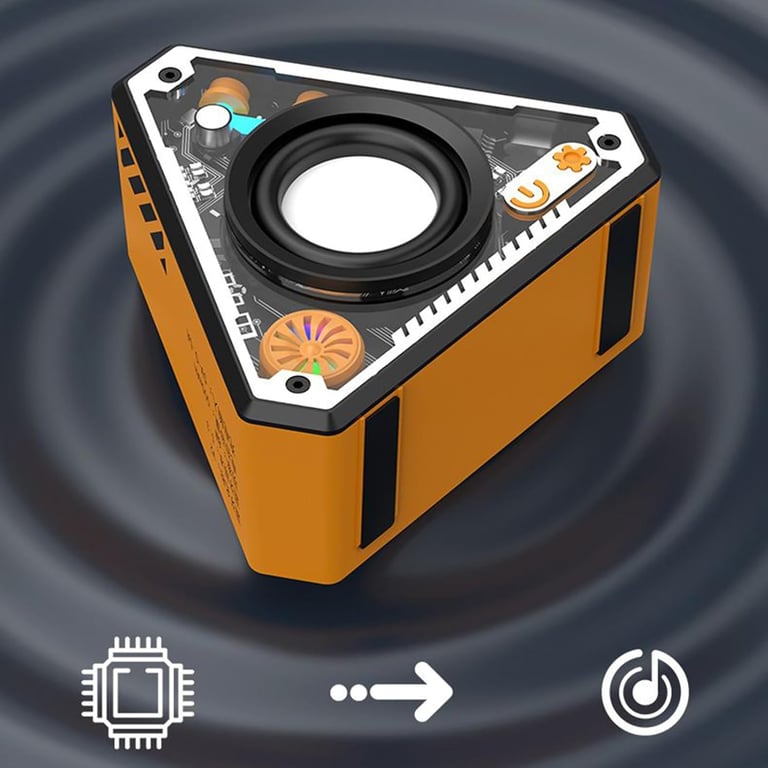 Cross-border V2 Wireless Bluetooth Audio Outdoor Portable Mecha Subwoofer Dual-machine Interconnected Mini Desktop Small Speaker-orange thumbnail 2