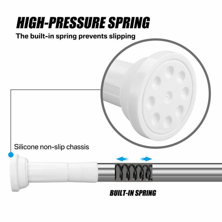 Heavy Duty Telescopic Shower Curtain Pole | No-Drill Spring Tension Rod thumbnail 14