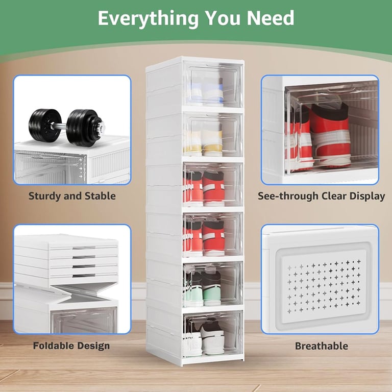 Foldable Shoe Storage Organizer 6-Layer Stackable Sneaker Boxes thumbnail 15
