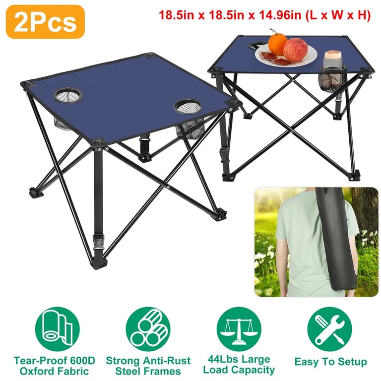 1Pc-2Pcs Options - Foldable Camping Table Portable Picnic Table Lightweight Travel Desk With 2 Cup Holders Carrying Bag thumbnail 15