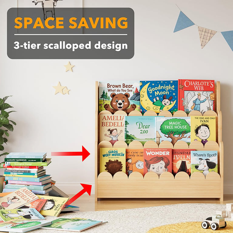 Solid Wood Children's Floor Picture Book Bookshelf | Home & Kitchen Storage thumbnail 13