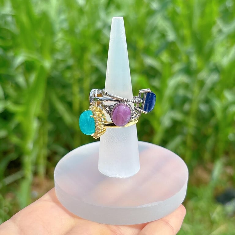 Selenite Ring Holder Storage Tray | Natural Crystal Jewelry Organizer thumbnail 11