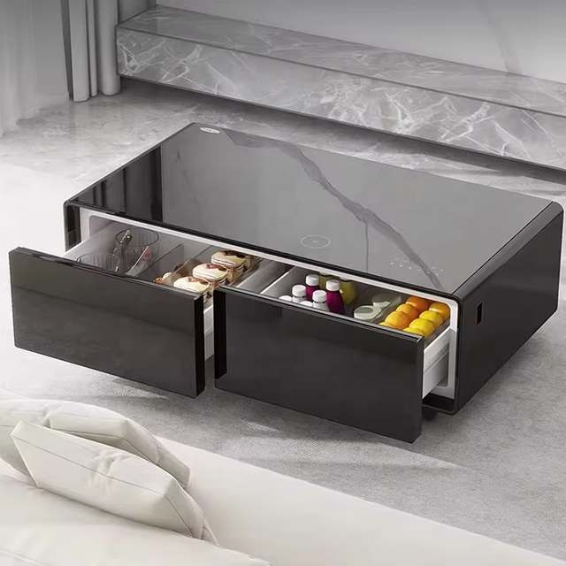 GEDO Smart Coffee Table with Built-in Fridge, Speakers & Wireless Charging